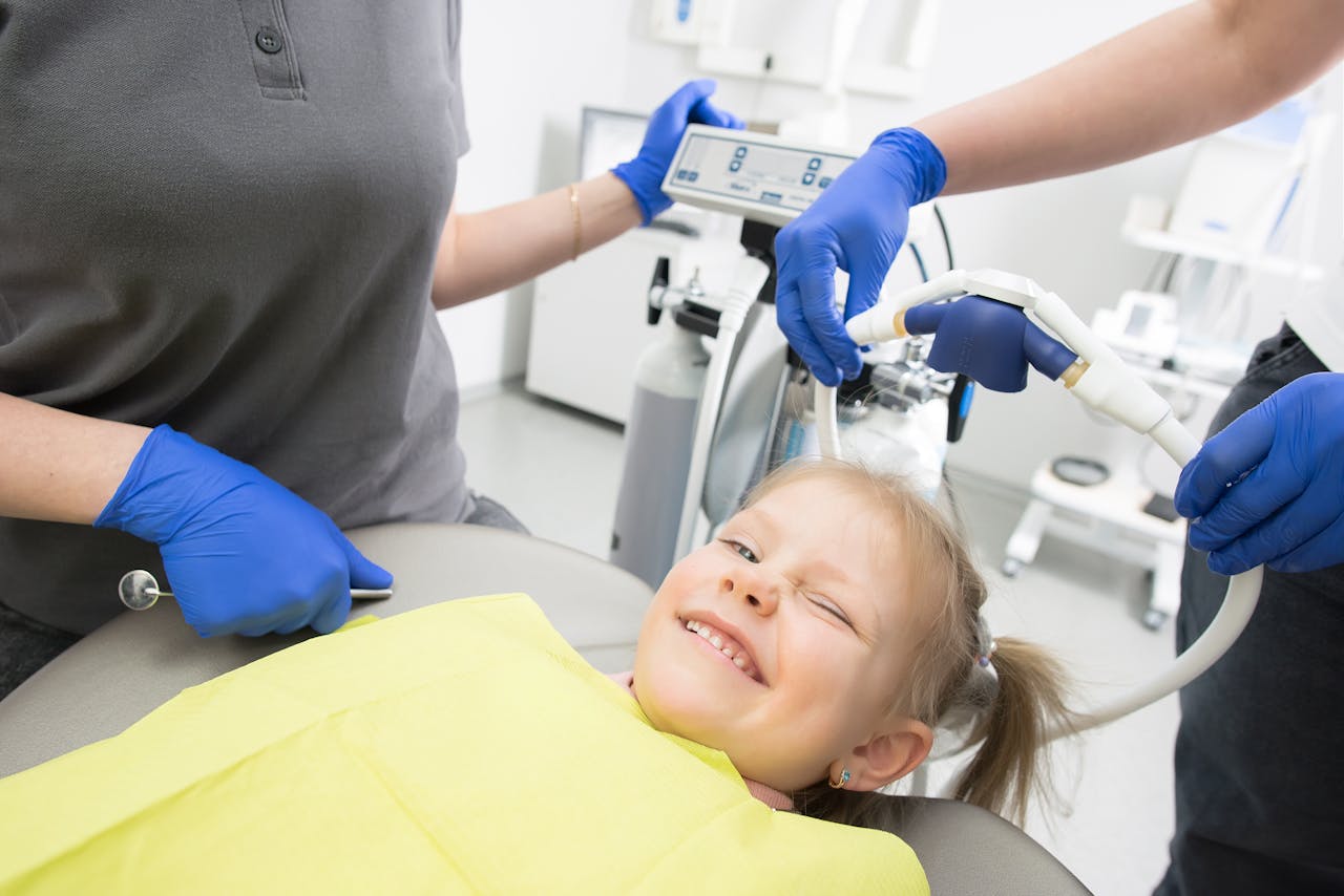 Child during first dental check-up